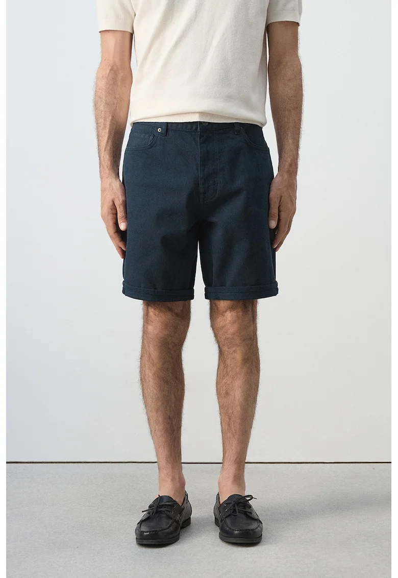 Bermude din denim cu talie medie, Bleumarin