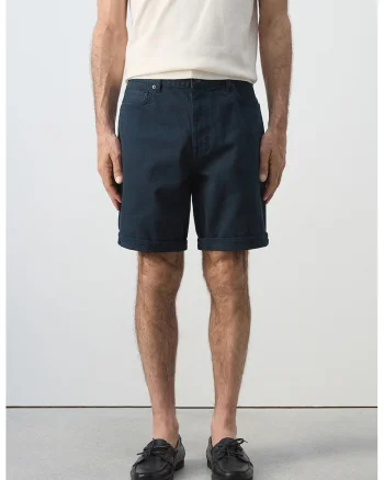 Bermude din denim cu talie medie, Bleumarin