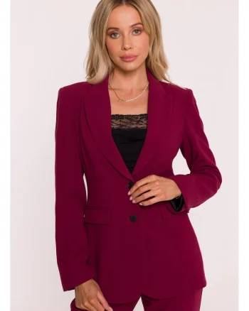 S417, bordo, clasic cu un singur rand de nasturi, guler clasic, complet, maneci lungi inguste, Visiniu