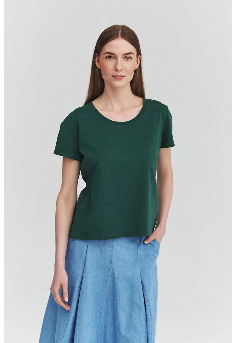 Tricou de bumbac cu decolteu rotund, Verde englez