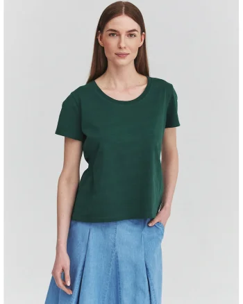 Tricou de bumbac cu decolteu rotund, Verde englez