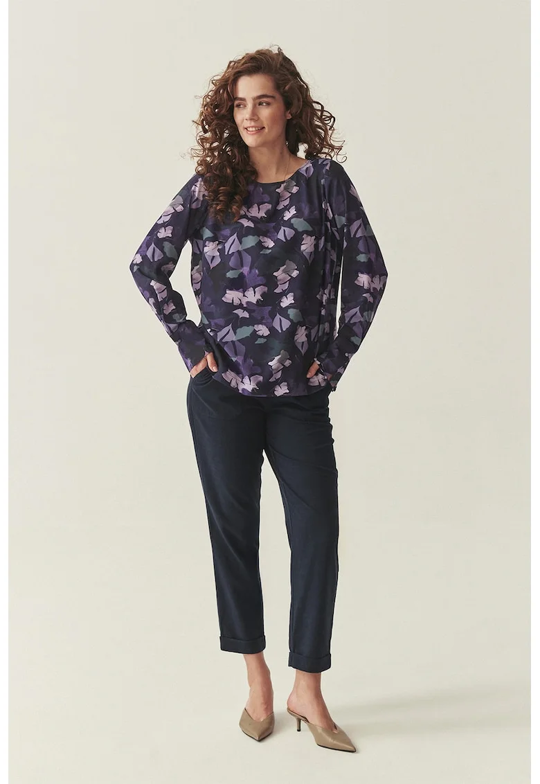 Pantaloni conici din amestec de lyoccell cu talie elastica, Albastru ultramarin