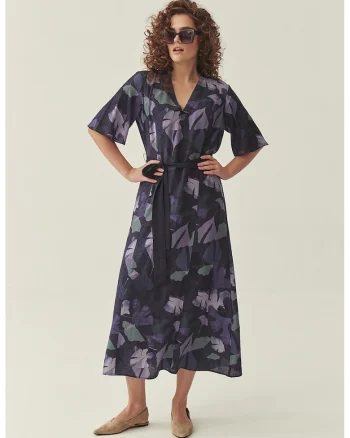 Rochie midi cu decolteu in V, Verde pal/Lila/Violet aubergine/Midnight Purple