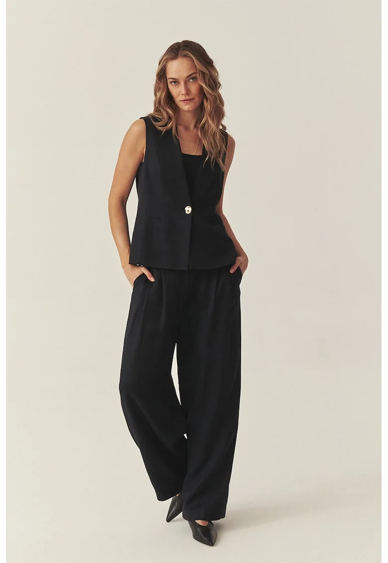 Pantaloni din amestec de in cu croiala ampla Merwe, Negru