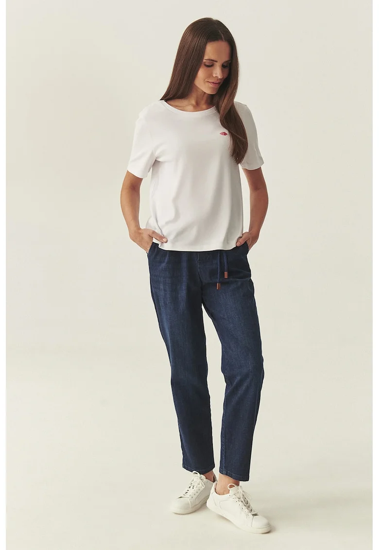 Blugi conici cu talie elastica, Albastru ultramarin