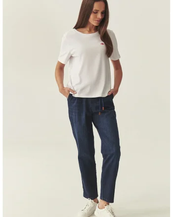 Blugi conici cu talie elastica, Albastru ultramarin