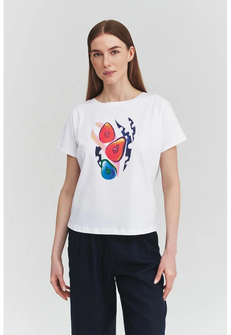 Tricou regular fit cu imprimeu, Rosu/Albastru pastel/Alb optic