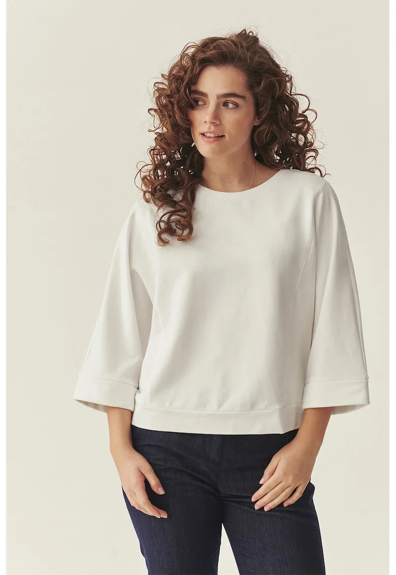 Bluza de trening cu maneci 3/4, Alb murdar