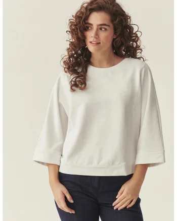 Bluza de trening cu maneci 3/4, Alb murdar