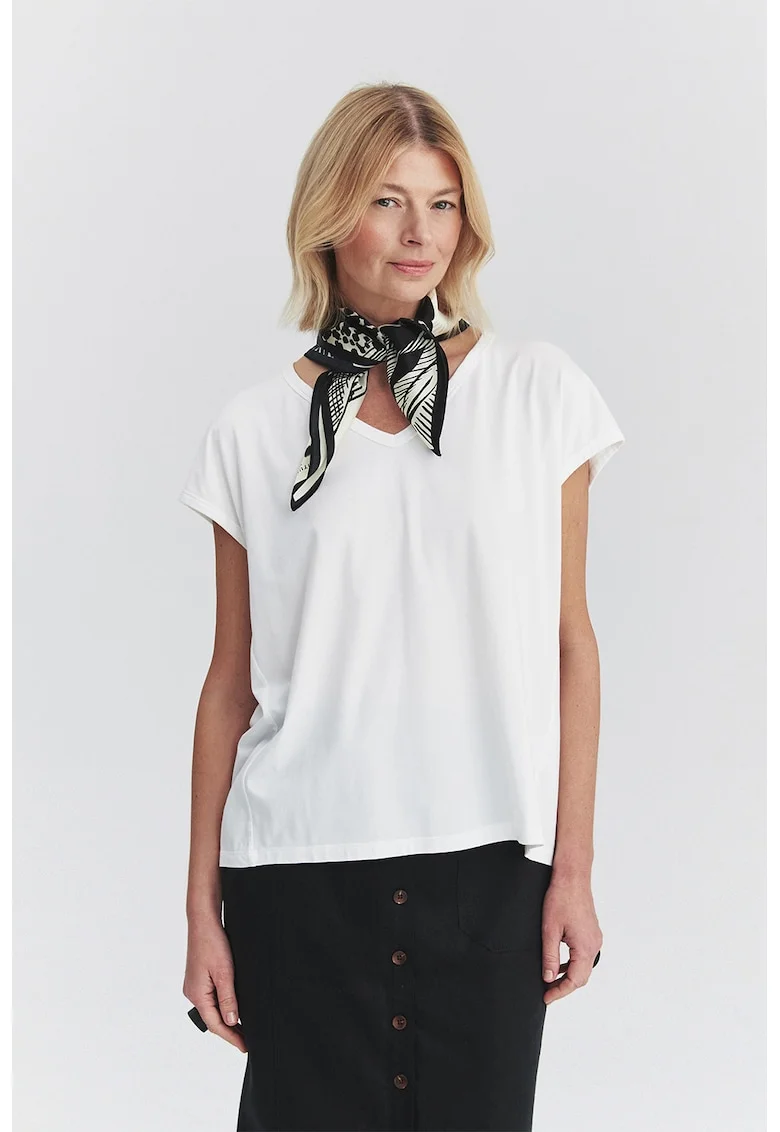 Bluza lejera din amestec de modal Frama, Alb optic