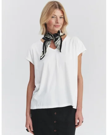 Bluza lejera din amestec de modal Frama, Alb optic
