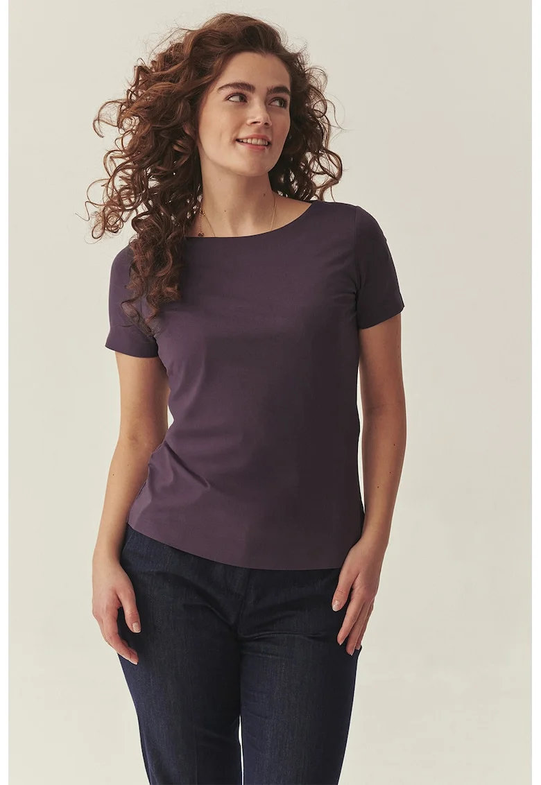 Tricou uni din amestec de bumbac, Violet aubergine