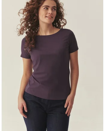 Tricou uni din amestec de bumbac, Violet aubergine