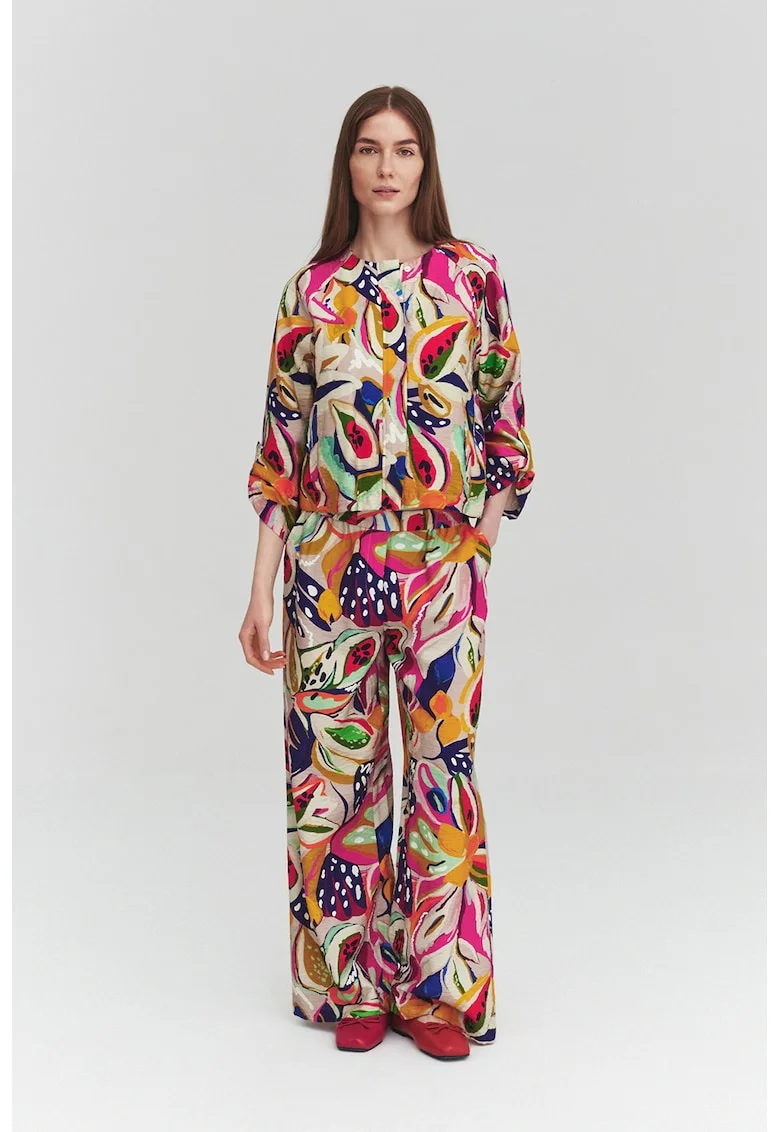 Pantaloni cu model si croiala ampla, Multicolor