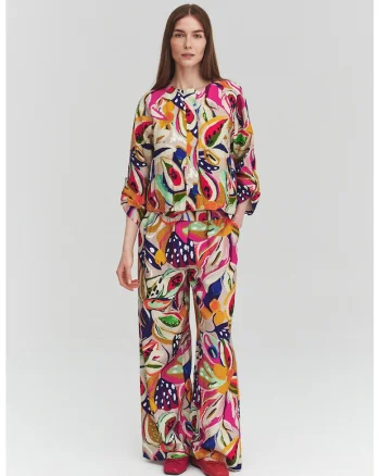 Pantaloni cu model si croiala ampla, Multicolor