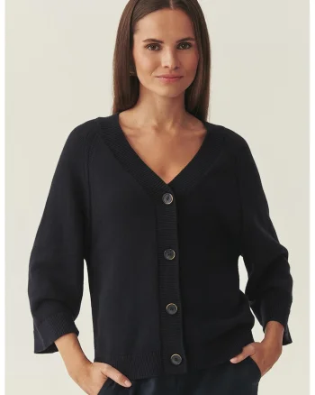 Cardigan cu maneci trei sferturi, Negru