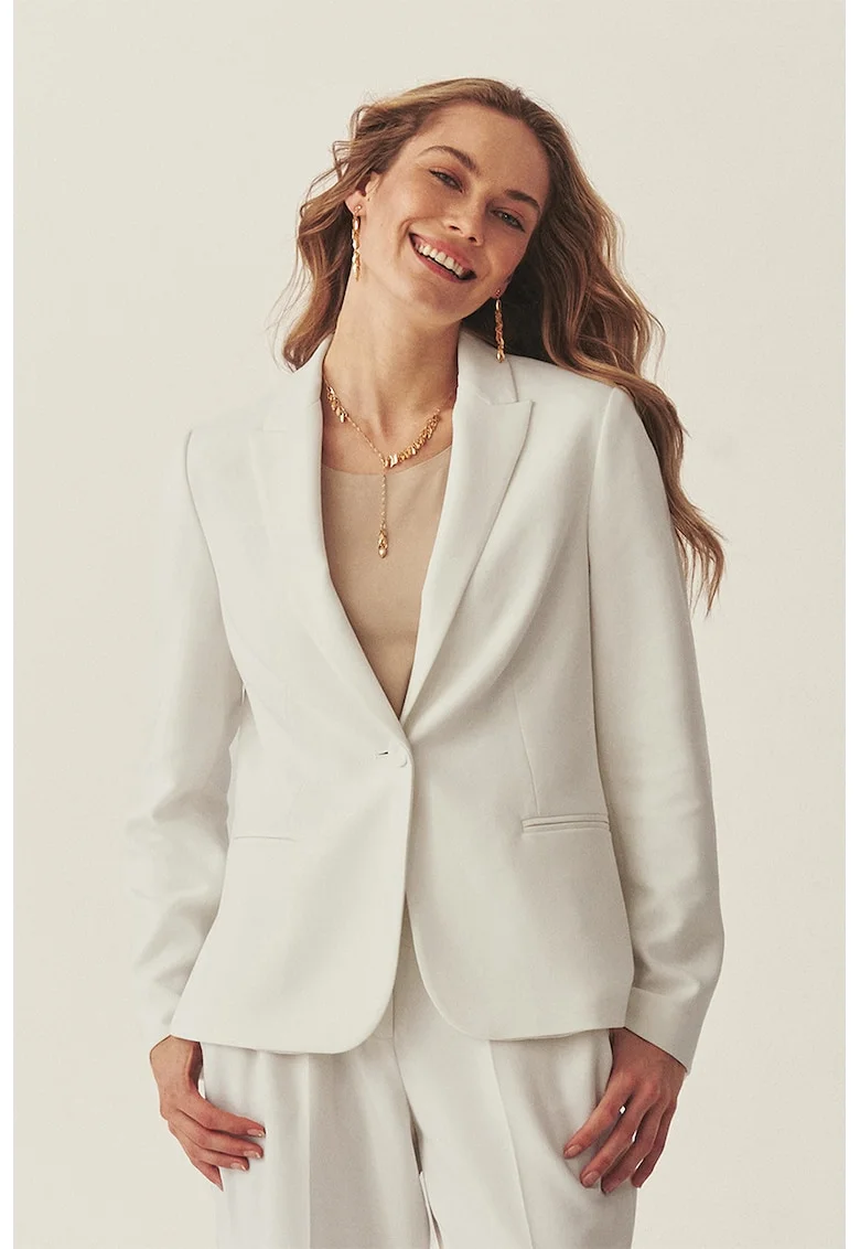 Sacou uni regular fit, Alb