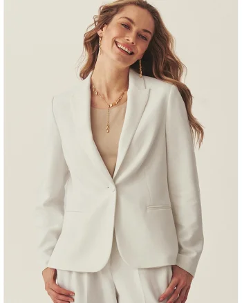 Sacou uni regular fit, Alb
