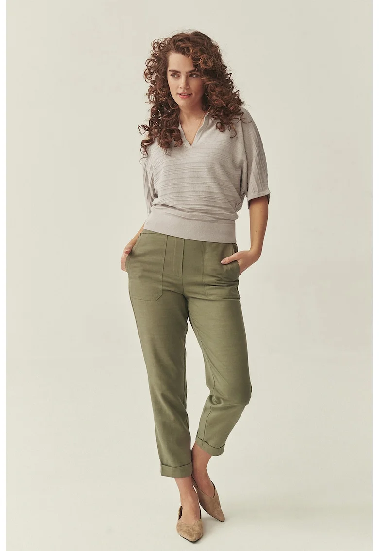Bluza polo striata, Bej sampanie