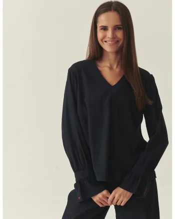 Bluza lejera cu decolteu in V, Negru