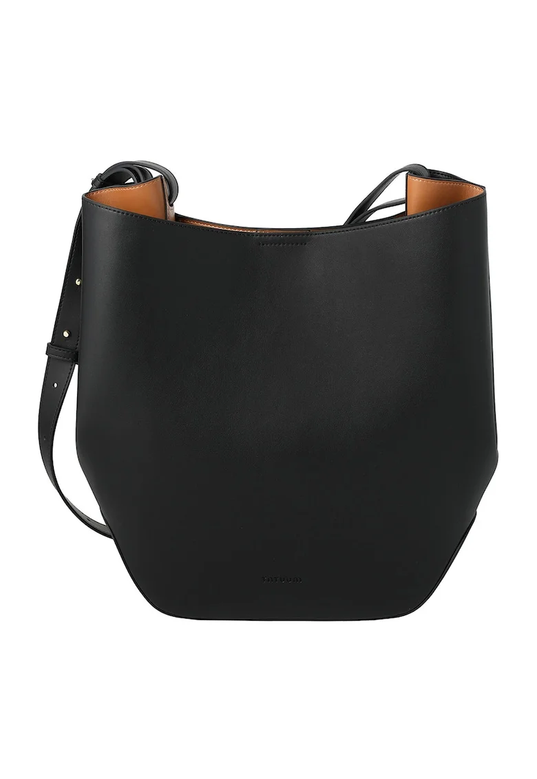 Geanta de piele cu bareta de umar si etui detasabil, Negru