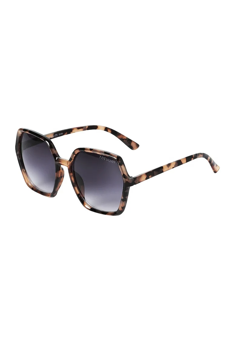Ochelari de soare patrati cu lentile in degrade, Negru/Maro camel