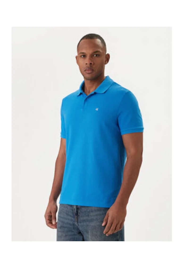 Tricou polo cu detaliu logo brodat, Albastru