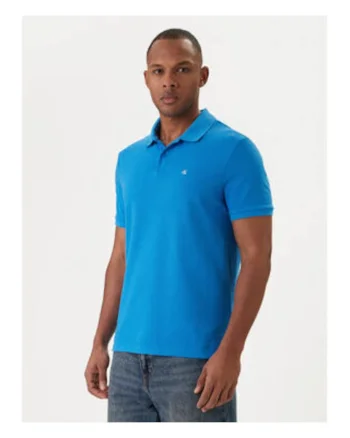 Tricou polo cu detaliu logo brodat, Albastru