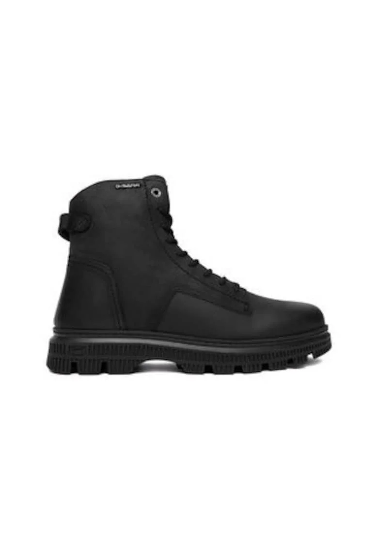 Ghete barbati G-Star Raw, piele naturala, negru, cu fermoar, rotund