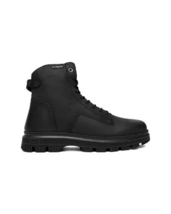 Ghete barbati G-Star Raw, piele naturala, negru, cu fermoar, rotund