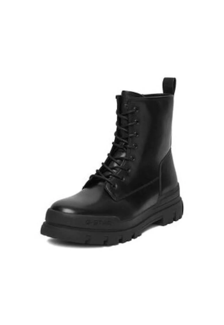 Ghete barbati  piele naturala, negru, cu fermoar , rotund