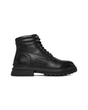 Ghete barbati  , piele naturala, negru, cu fermoar, rotund
