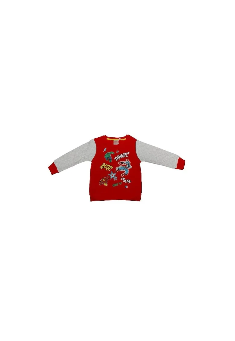 Bluza de trening cu model colorblock, Rosu/Gri