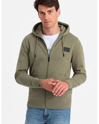 Hanorac regular fit cu fermoar si buzunare, Verde inchis