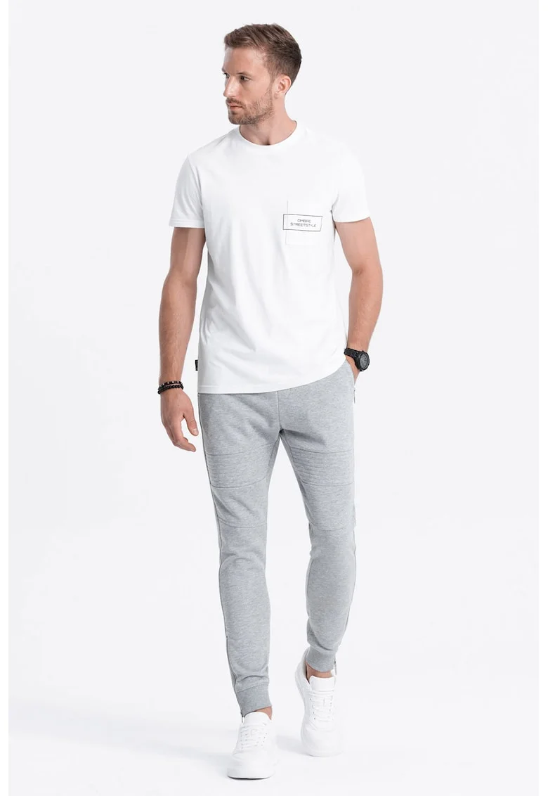 Pantaloni de trening cu fermoar pe glezne, Gri deschis melange
