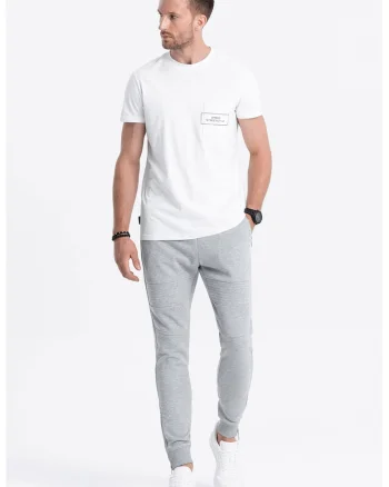 Pantaloni de trening cu fermoar pe glezne, Gri deschis melange