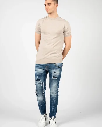 Tricou uni cu decolteu la baza gatului