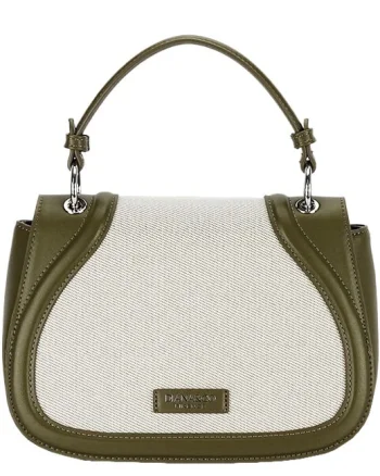 Geanta eleganta verde maslina cu insertie textila bej DHJ943-2 17
