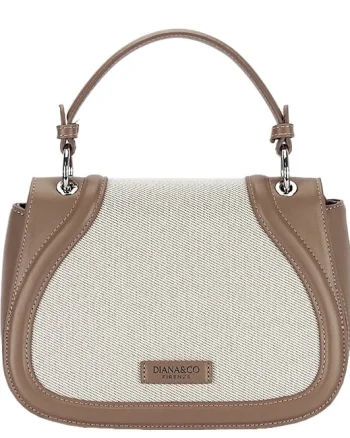 Geanta eleganta maro taupe cu insertie textila bej DHJ943-2 17