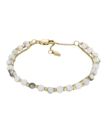 Bratara cu talisman de howlite, Alb/Auriu