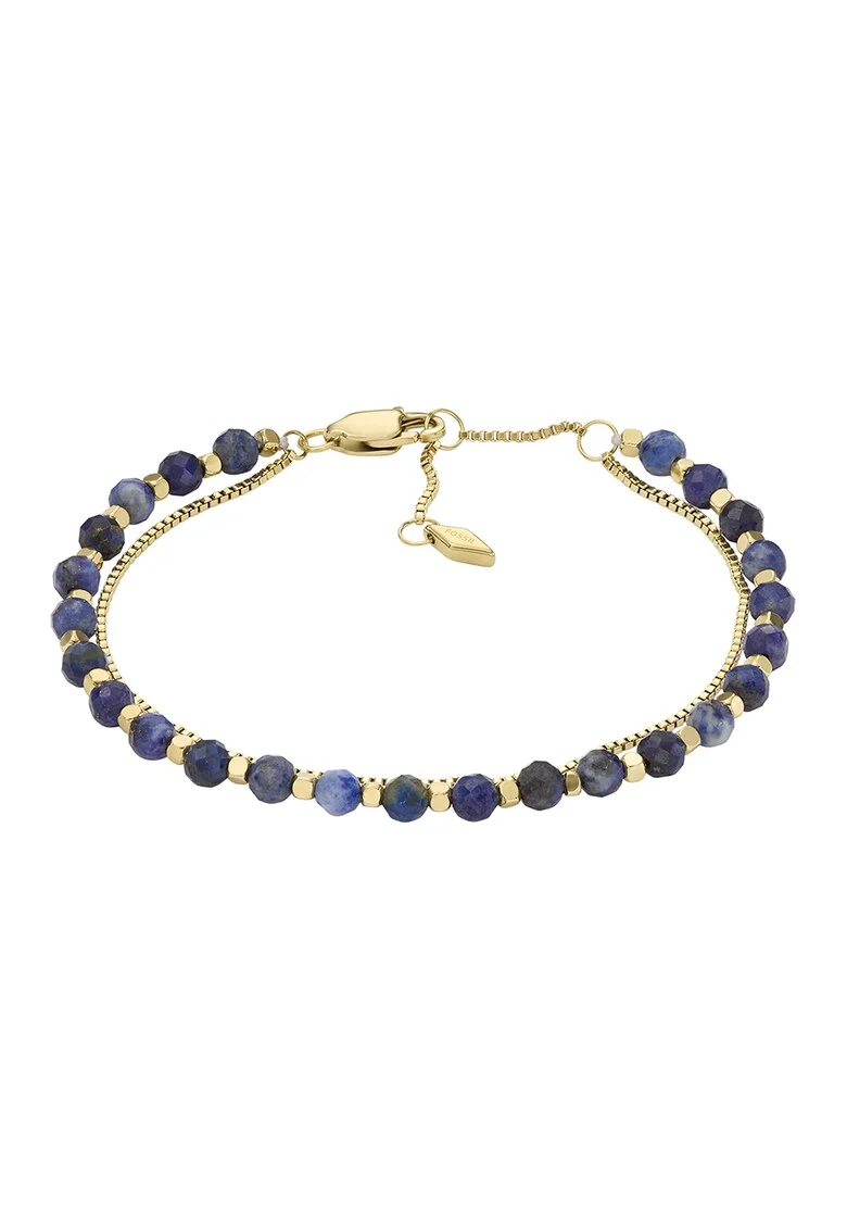 Bratara stratificata cu pietre de lapis, Auriu/Bleumarin