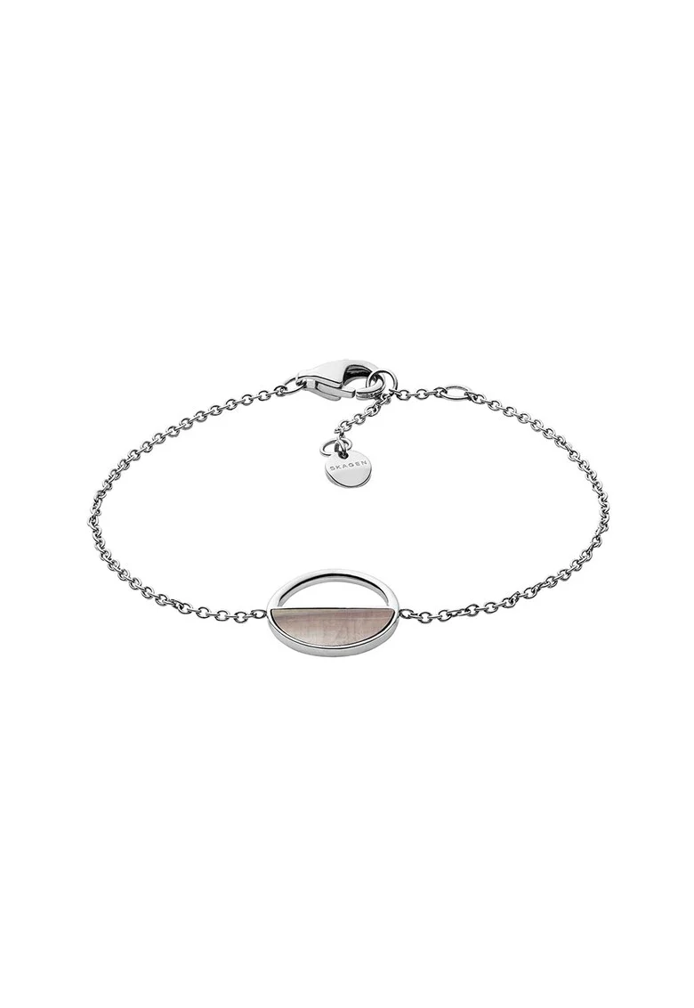 Bratara de otel inoxidabil cu insertie mother of pearl, Argintiu