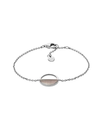 Bratara de otel inoxidabil cu insertie mother of pearl, Argintiu