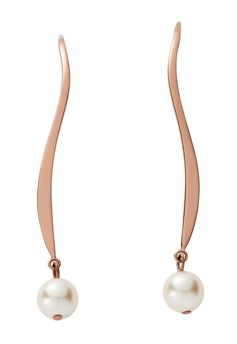 Cercei drop cu perle sintetice Agnethe, Auriu rose
