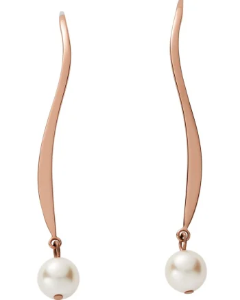 Cercei drop cu perle sintetice Agnethe, Auriu rose