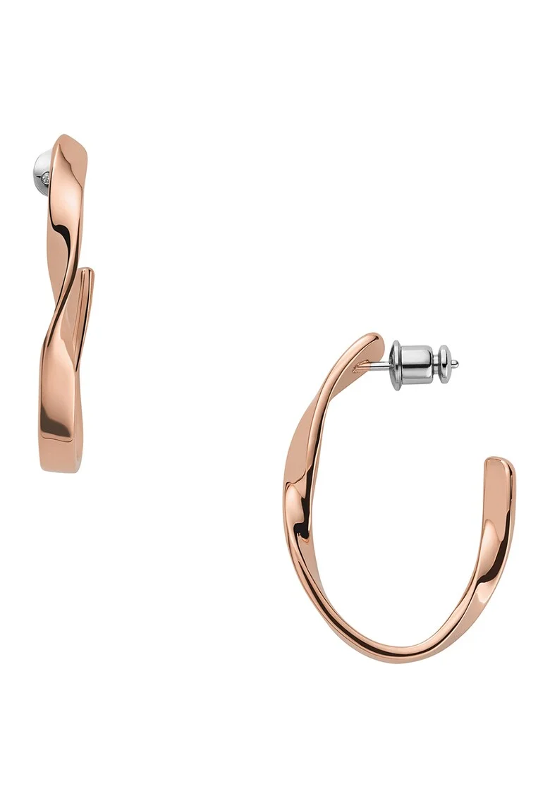Cercei rotunzi din inox, Auriu rose