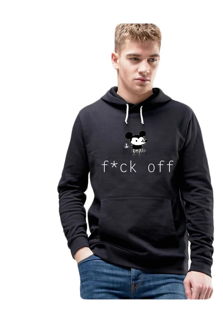 Hanorac Barbati Negru - f*ck off Mickey Mouse