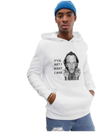 Hanorac Barbati Alb - Dali - I want CASH