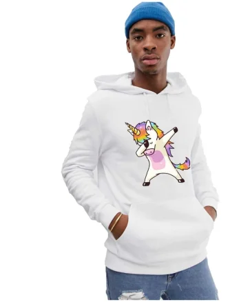 Hanorac Barbati Alb - Cool Unicorn