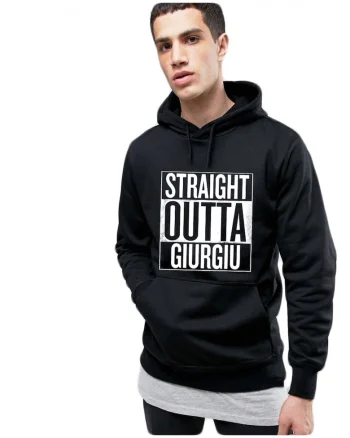 Hanorac Barbati Negru - Straight Outta Giurgiu